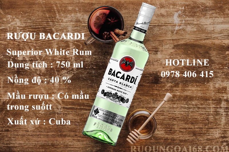 Rượu ngoại giá dưới 1 triệu có những chai nào ? Rượu Bacardi White 750ml