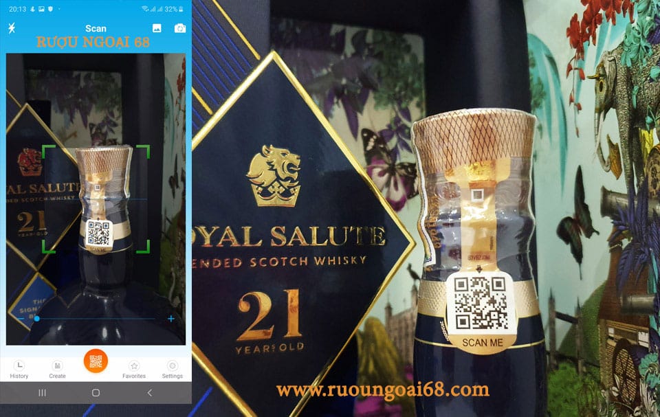 Rượu chivas 21 hộp quà quét mã QR
