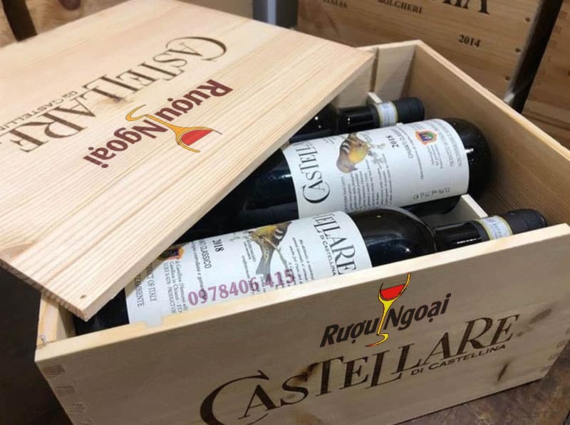 Rượu Vang Castellare Di Castellina Rượu Vang Castellare Di Castellina được đặt trong thùng gỗ