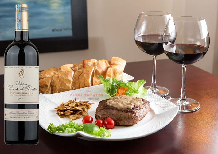 Rượu Vang Chateau Lande De Bertin Bordeaux 2017 Rượu Vang Chateau Lande De Bertin Bordeaux dùng với thịt bò