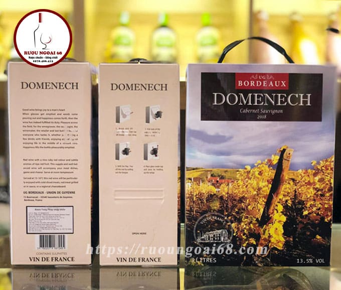 Rượu Vang Bịch Domenech Bordeaux 2018 Rượu Vang Bịch Domenech Bordeaux rượu vang pháp