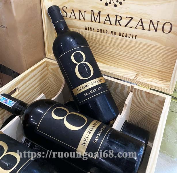 Rượu Vang 8 Negroamaro San Marzano Rượu vang số 8 Negroamaro thùng gỗ vuông 6 chai