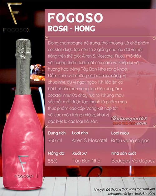 Rượu Vang Nổ Fogoso Rosa 750ml ruou vang no fogoso rosa 02