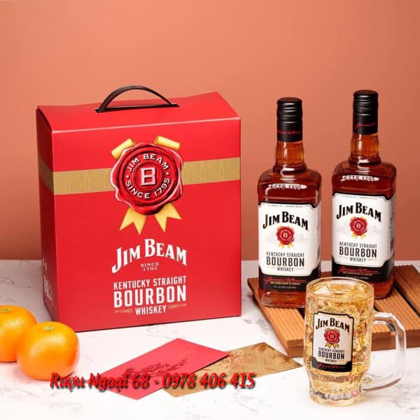 Rượu Jim Beam 1L Hộp Quà Rượu Jim Beam 1L Hộp Quà Đôi khá được ưa chuộng