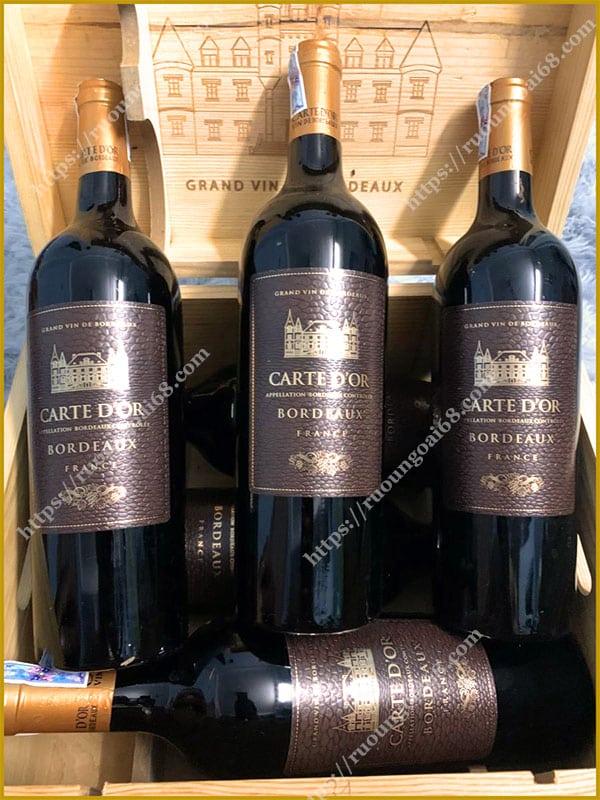 Rượu Vang Carte D'or Gran Vin De Bordeaux Rượu Vang Carte D'or Gran Vin De Bordeaux đóng thùng gỗ