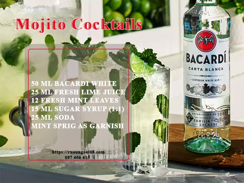 Khám phá top 6 chai rượu pha chế không thể bỏ qua Mojito Cocktails