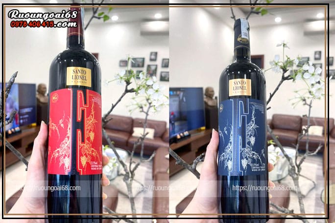 Chai Rượu Vang Santo Lionel Classic Xanh Đỏ