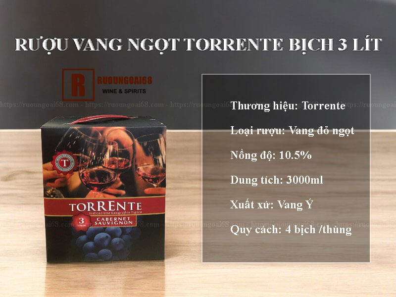 Rượu Vang Ngọt Torrente Bịch 3L Rượu Vang Ngọt Torrente Bịch 3L