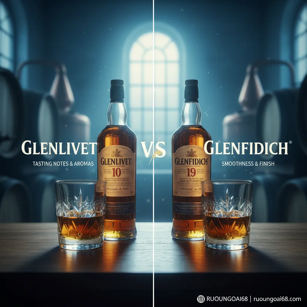 So sánh rượu Glenlivet và Glenfiddich Rượu whisky so sánh hình ảnh