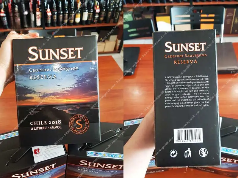 Rượu Vang Bịch 3 lít Sun Set Reserva 14% Rượu Vang Bịch 3 lít Sun Set Reserva 14%