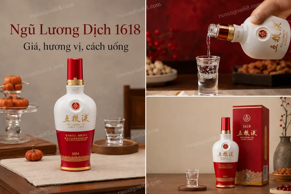rượu Ngũ Lương Dịch 1618 giá bán hương vị cách uống