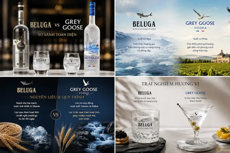 So sánh Vodka Beluga và Grey Goose