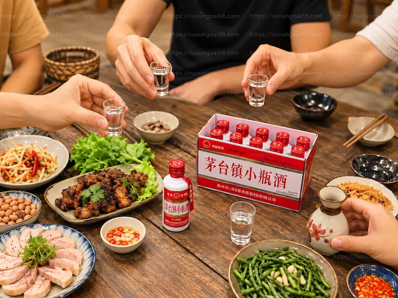 Rượu Mao Đài Trấn chai nhỏ 125ml 53 độ hộp 10 chai