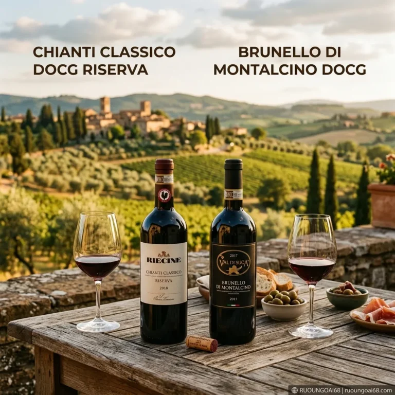 Rượu vang Ý loại nào ngon? Cách chọn theo khẩu vị & ngân sách. Chianti Classico và Brunello di Montalcino thể hiện cá tính Tuscany